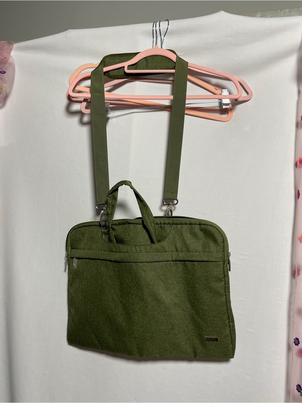 Olive Green Slim Laptop Messenger Bag